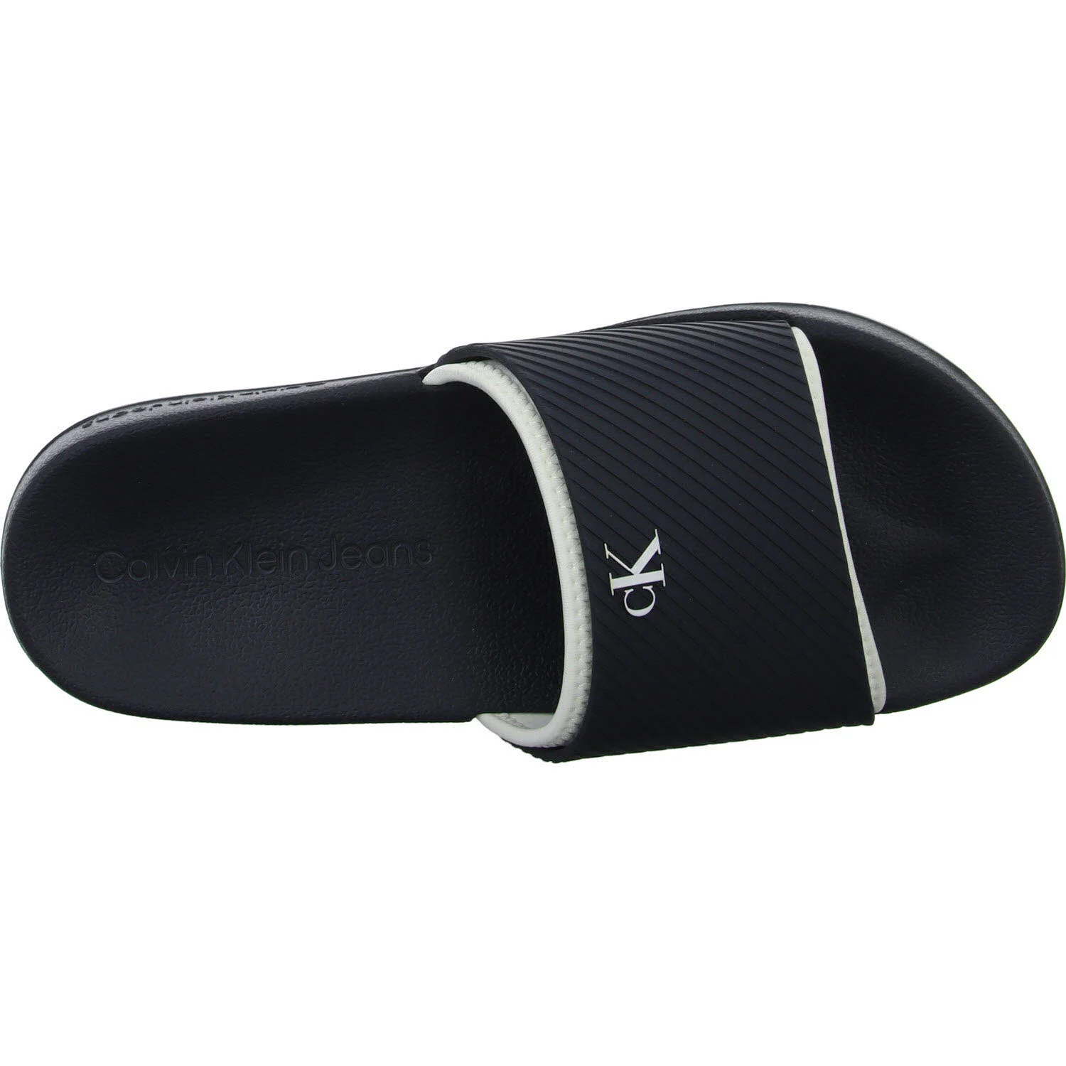 Calvin Klein Pantoletten YM0YM01234DW4 SLIDE RUBBER NEOPRENE TEXT navy/oyster mushroom normal