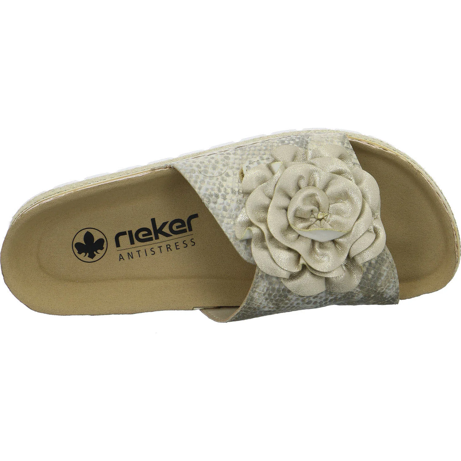 Rieker Damen Pantoletten 69562-90 69562 offwhite-gold/muschel F 1/2 (normal)