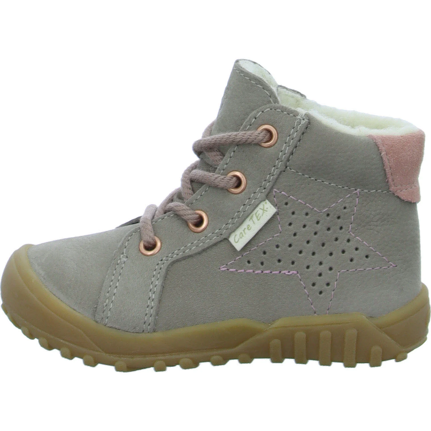Ricosta Kinder Schnürstiefel 50 3300303/650 Denny kies/rosa WMS weit