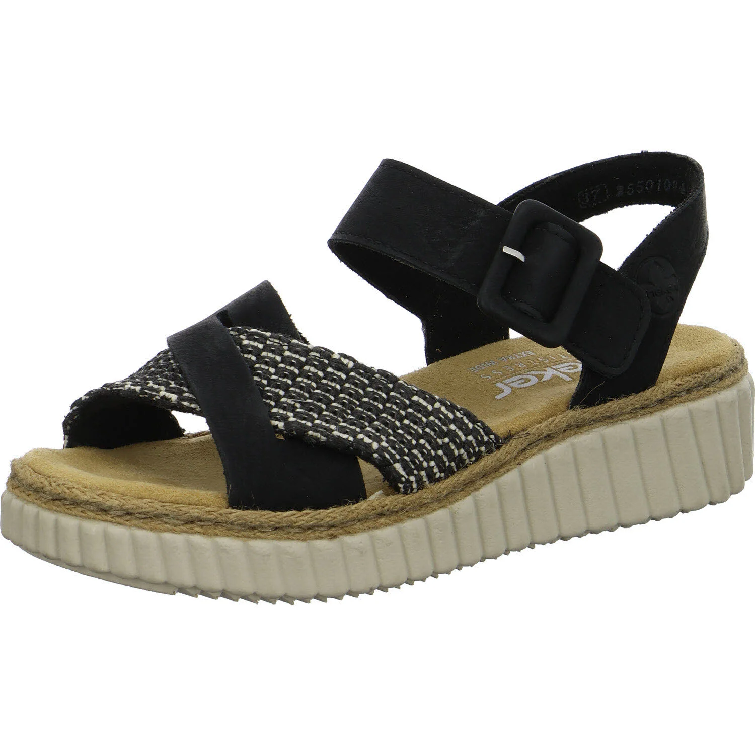 Rieker Damen Sandalen 69269-00 69269 schwarz/schwarz-sand H (extra weit)