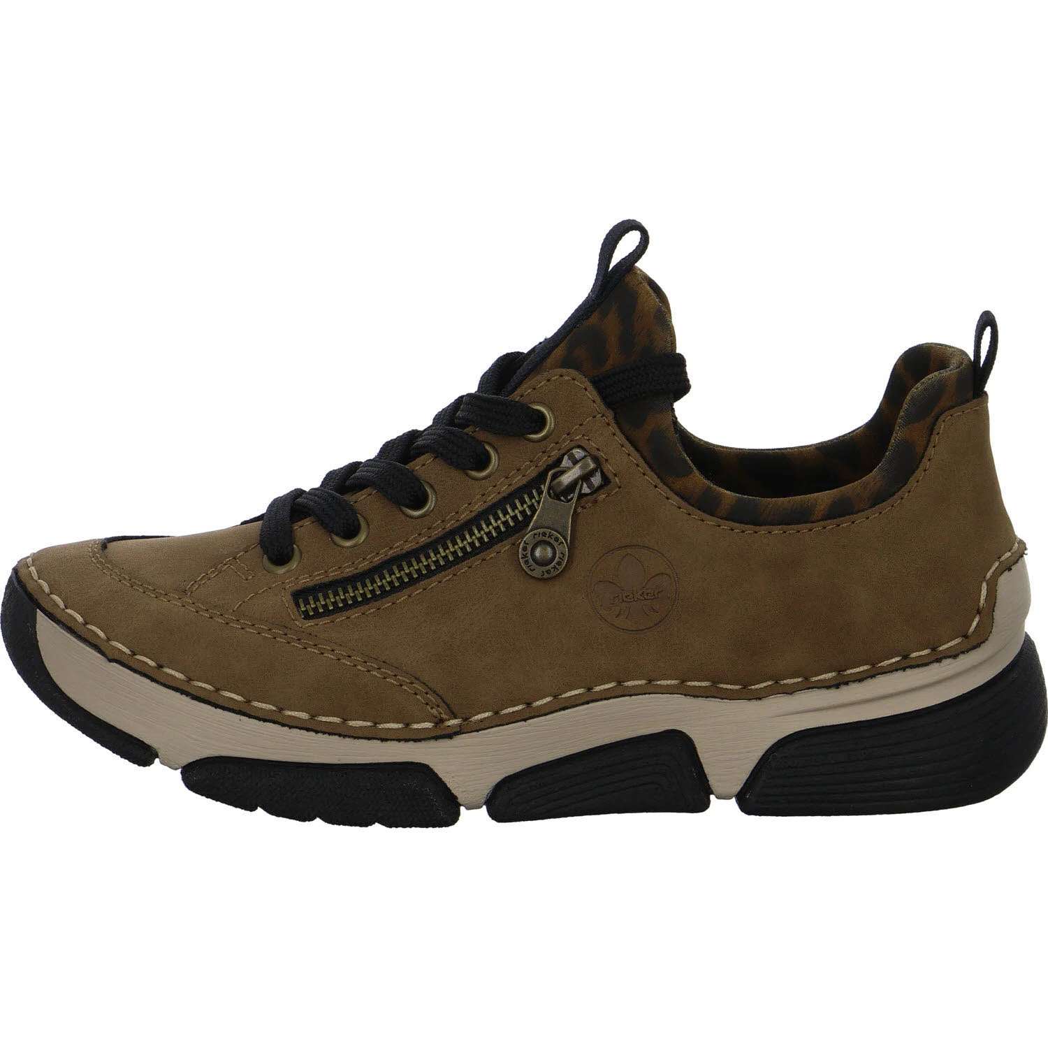 Rieker Damen Slipper 45973-24 45973 wood/leo-braun F 1/2 (normal)