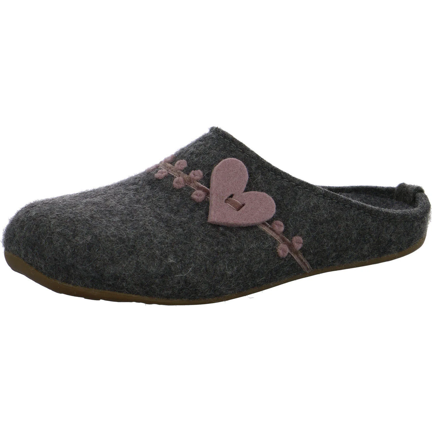 Haflinger Damen Winterpantoffel 483142-0-4 Everest Coeur anthrazit normal