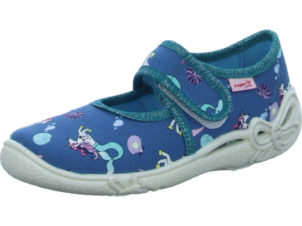Superfit Kinder Hausschuhe 1-800288-8400 Belinda türkis/mehrfarbig WMS mittel