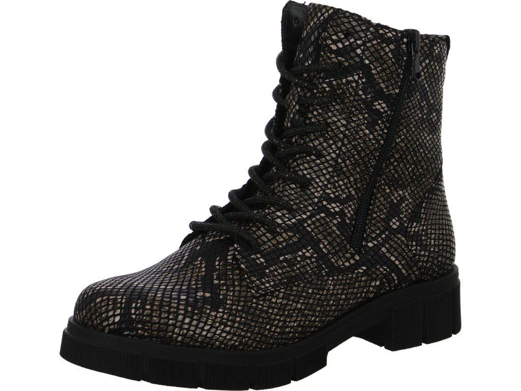 Remonte Damen Schnürstiefel D2S72-03 D2S72 schwarz-braun G (weit)