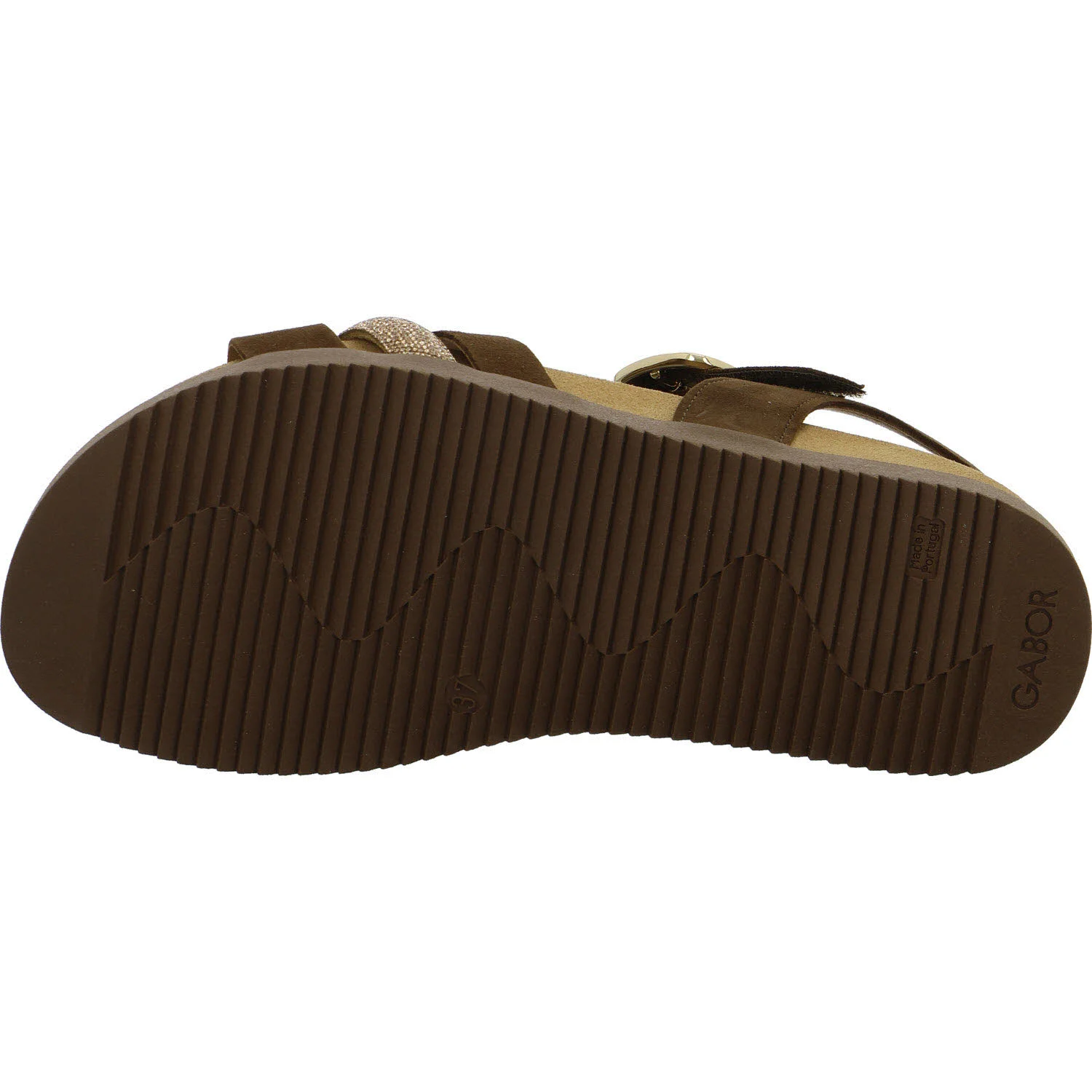 Gabor Damen Sandalen 83.770.18 83.770 cacao/gold F (schmal/normal)