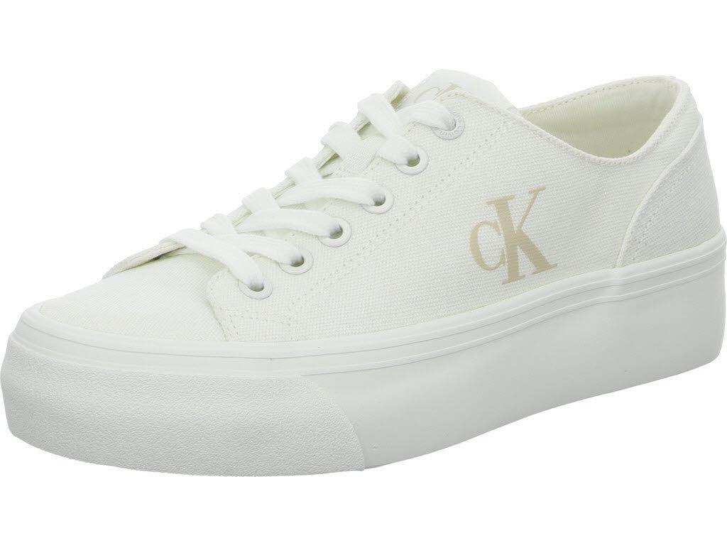 Calvin Klein Damen Schnürschuhe YW0YW0176301W VULC FLATFORM LOW CV MG triple bright white normal