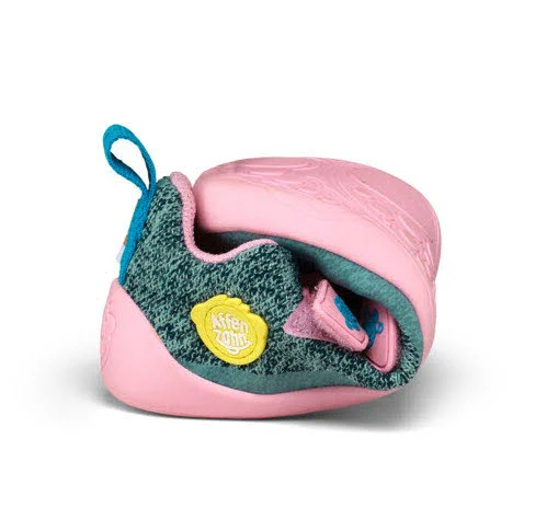 Affenzahn Kinderschuh zum Schlupfen 00397-30228 Knit Happy Chamäleon türkis/pink normal