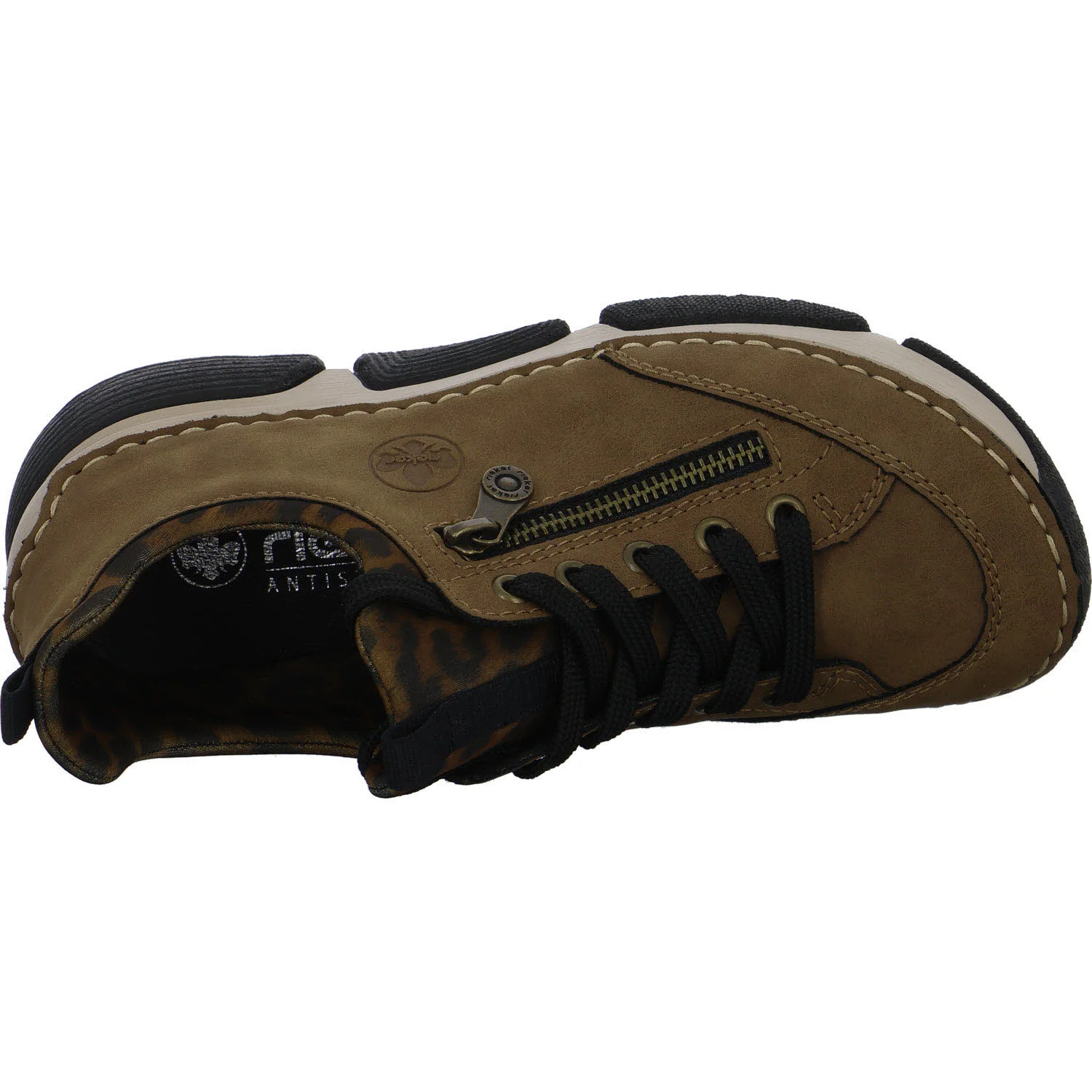 Rieker Damen Slipper 45973-24 45973 wood/leo-braun F 1/2 (normal)