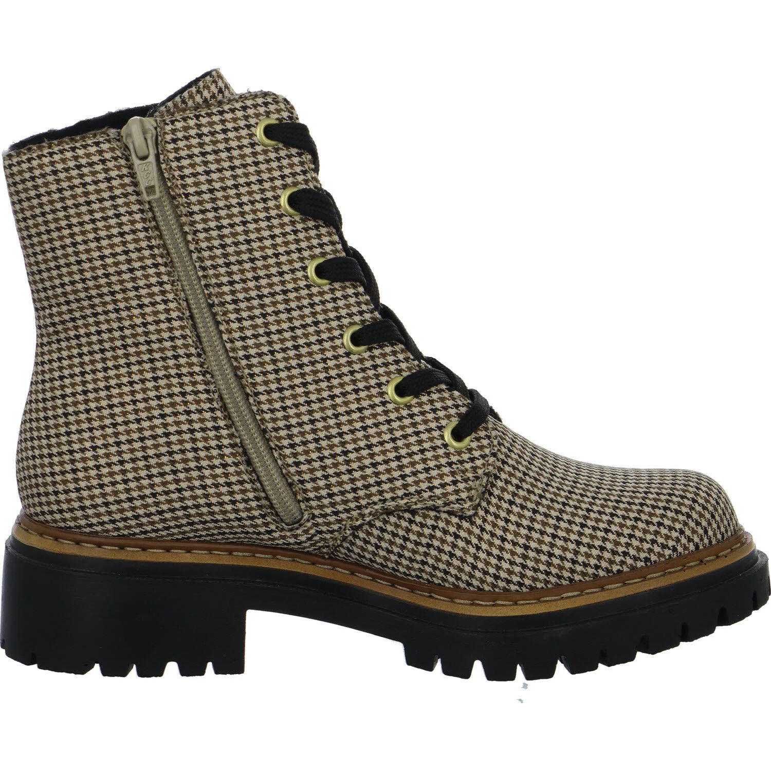 Rieker Damen Schnürstiefel 72617-60 72617 beige-schwarz/schwarz F (normal)