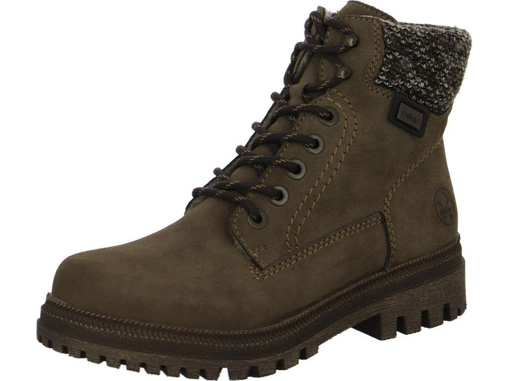 Rieker Damen Schnürstiefel warm Y7621-25 Y7621 brown/havanna/braun-beige F (normal)