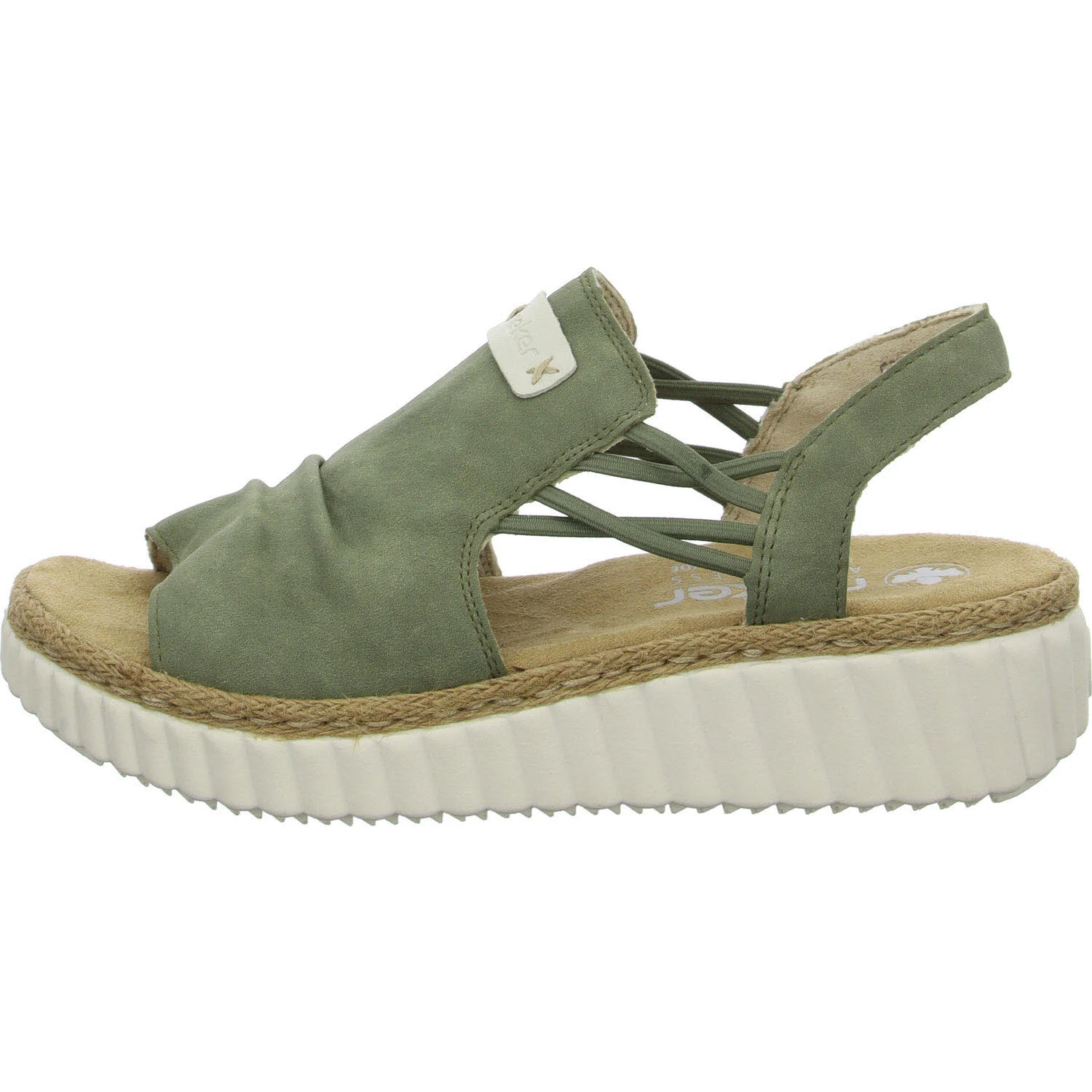 Rieker Damen Sandalen 69262-52 69262 schilf/offwhite H (extra weit)