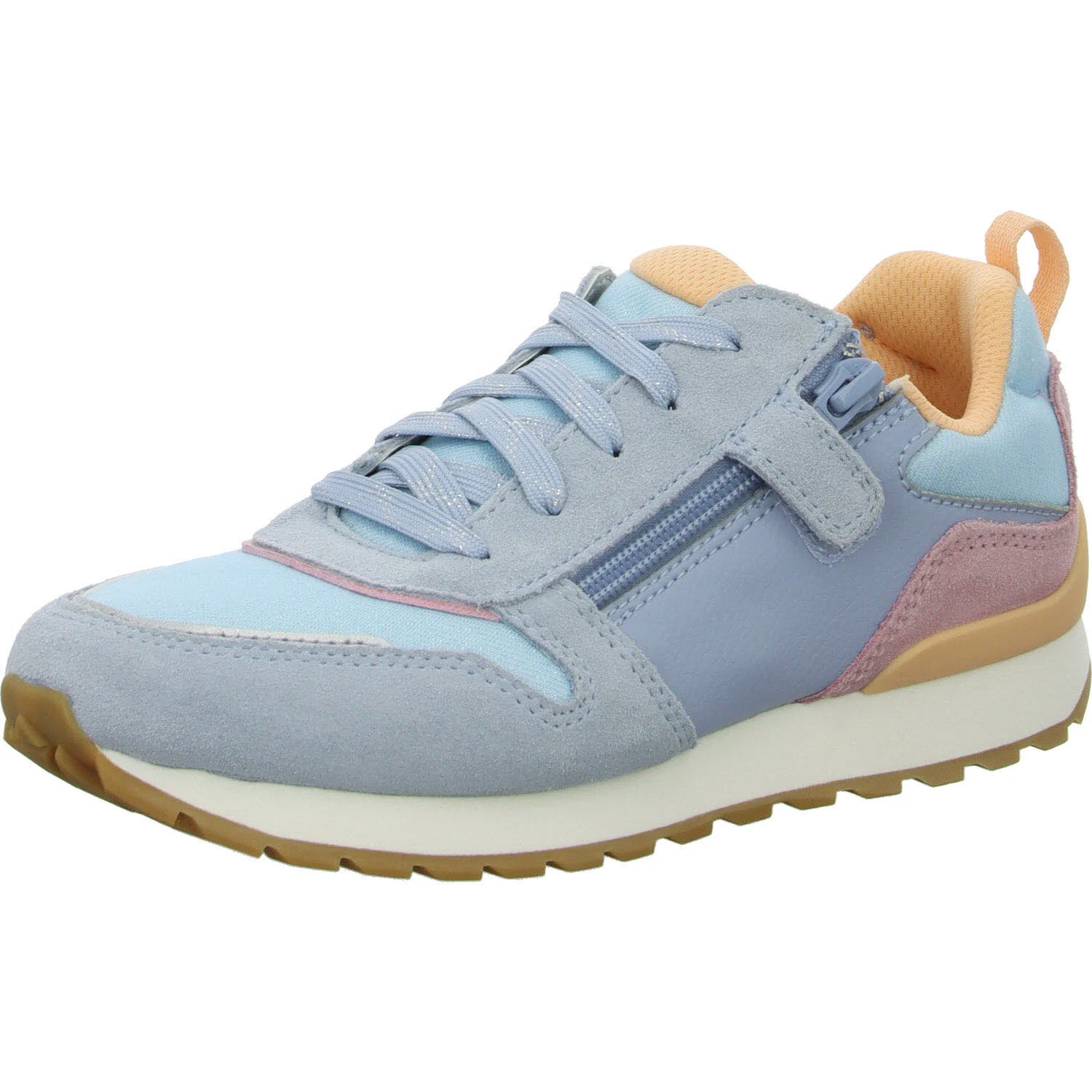 Superfit Kinder Halbschuhe zum Schnüren 1-009562-8400 Dash hellblau/orange WMS mittel