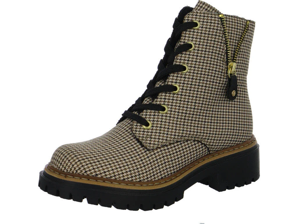 Rieker Damen Schnürstiefel 72617-60 72617 beige-schwarz/schwarz F (normal)