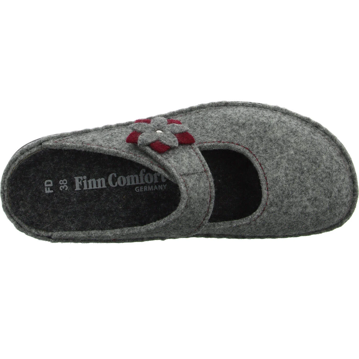 Finn Comfort Damen Winterpantoffel 06560-901198 Arlberg lightgrey/cassis weit