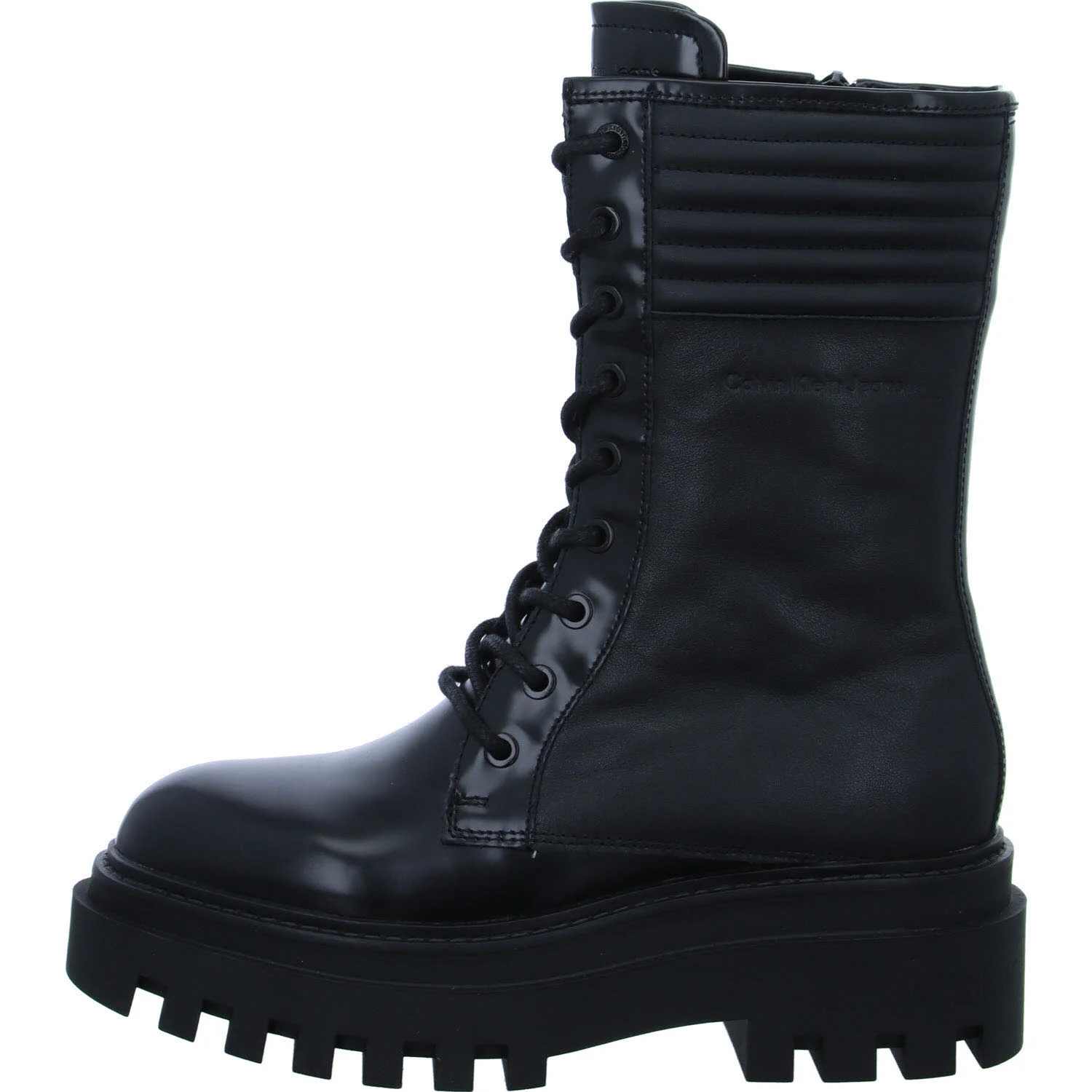 Calvin Klein Damen Schnürstiefel YW0YW011370GT FLATFORM KNEE BOOT LACEUP LTH WN 0GT Triple Black normal