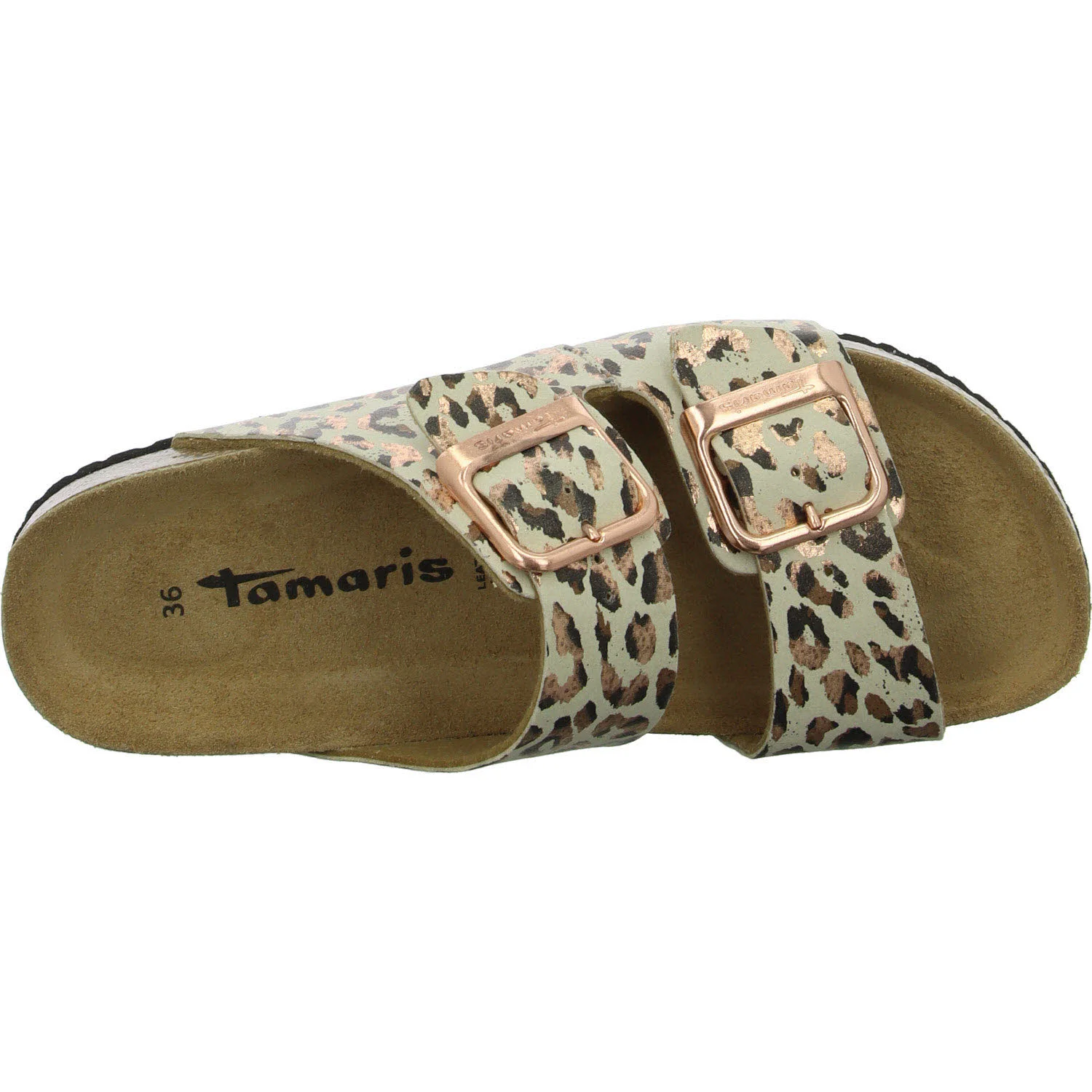 Tamaris Damen Pantoletten 1-27523-46/490 1-27523-46 beige/leopard normal