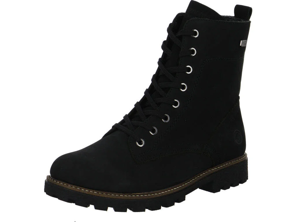 Remonte Damen Schnürstiefel warm D8489-02 D8489 schwarz/schwarz G (weit)