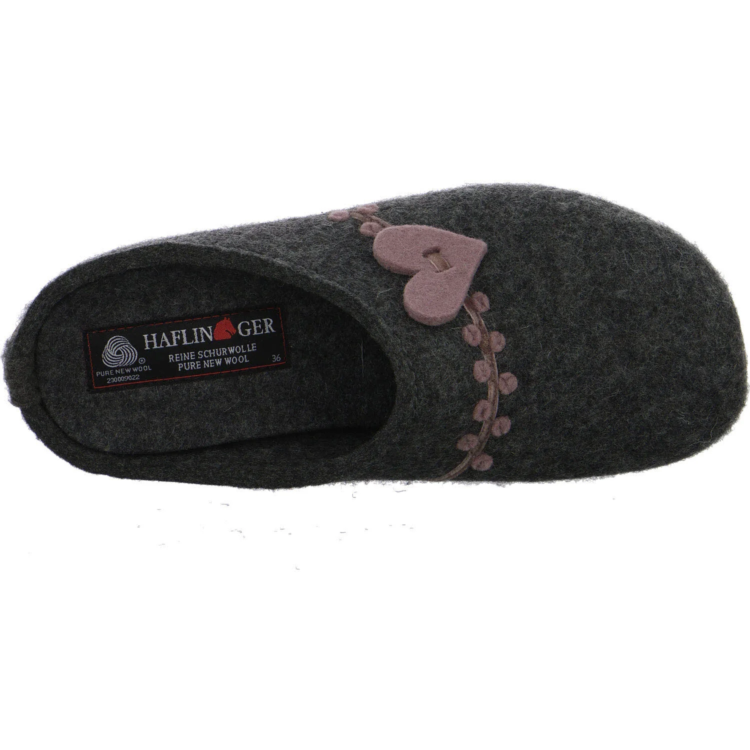 Haflinger Damen Winterpantoffel 483142-0-4 Everest Coeur anthrazit normal
