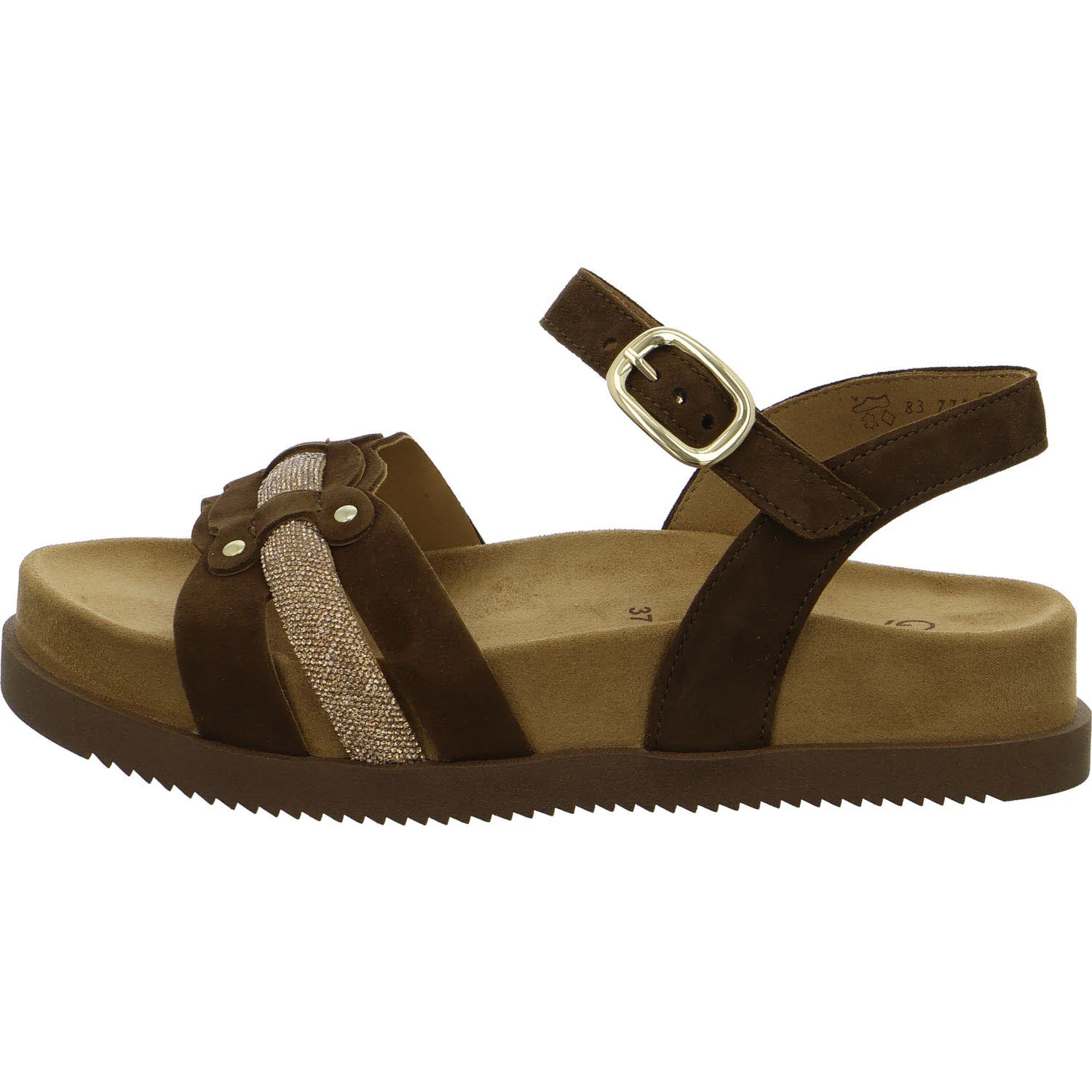 Gabor Damen Sandalen 83.770.18 83.770 cacao/gold F (schmal/normal)