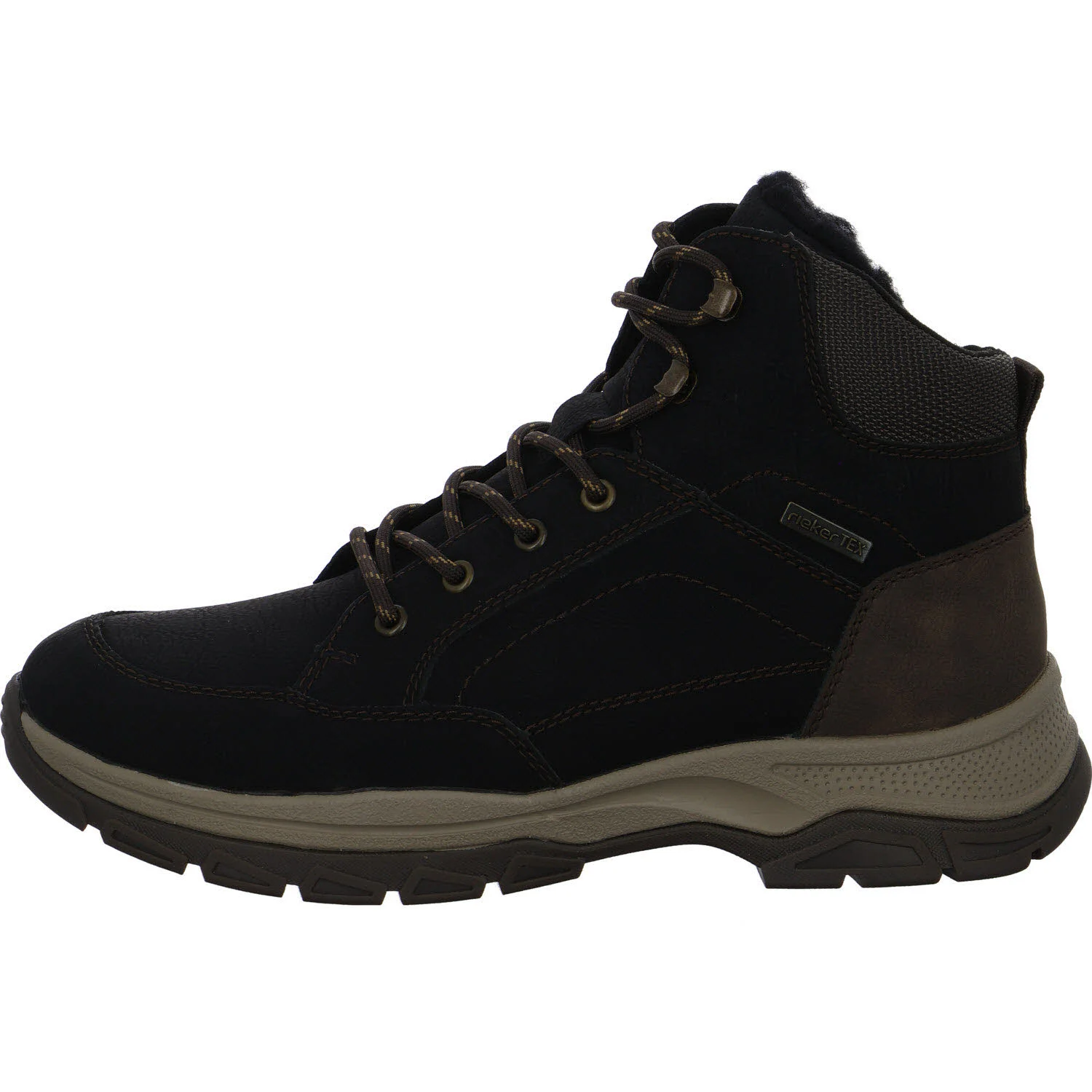Rieker Herren Schnürstiefel warm 30212-00 30212 schwarz/schoko/schwarz-braun H (extra weit)