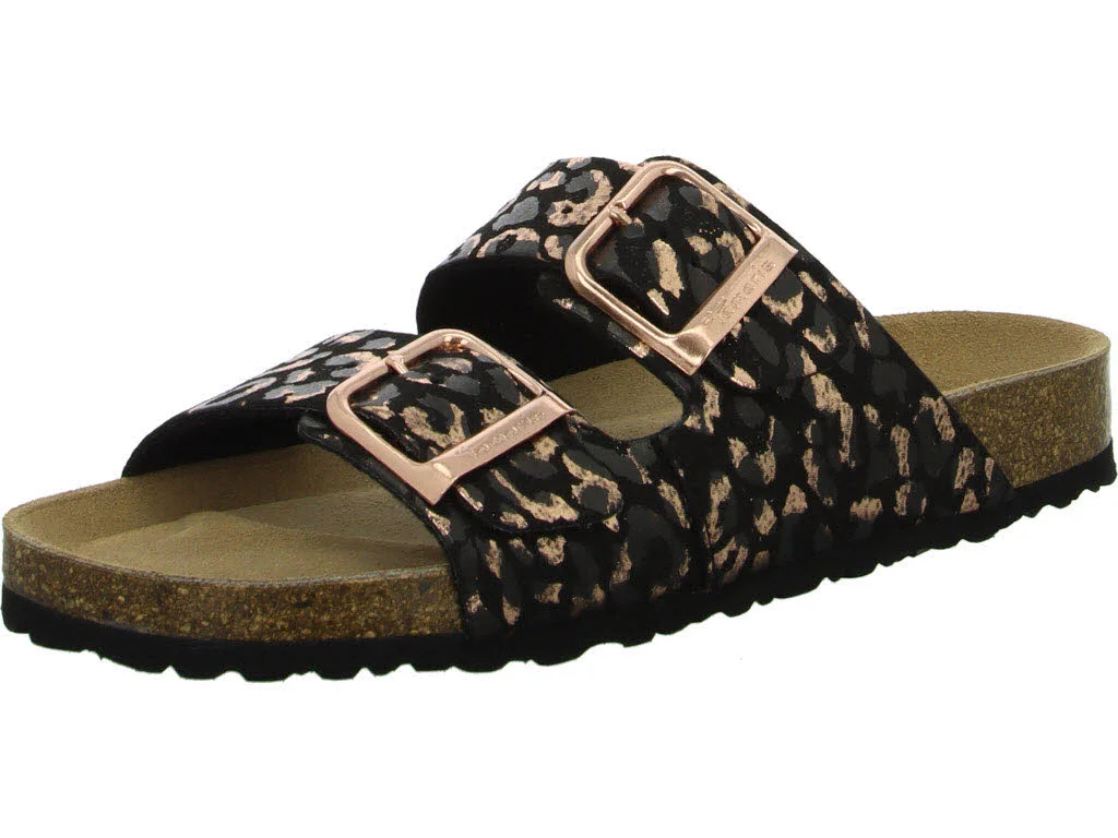 Tamaris Damen Pantoletten 1-27523-46/090 1-27523-46 black/leopard normal