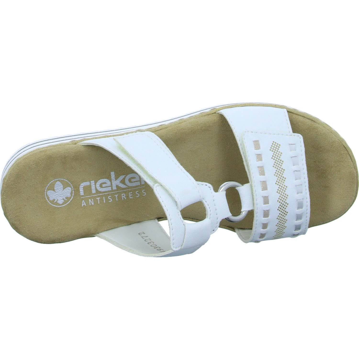 Rieker Damen Pantoletten V0636-80 V0636 weiss/argento/rosegold E 1/2 (schmal)