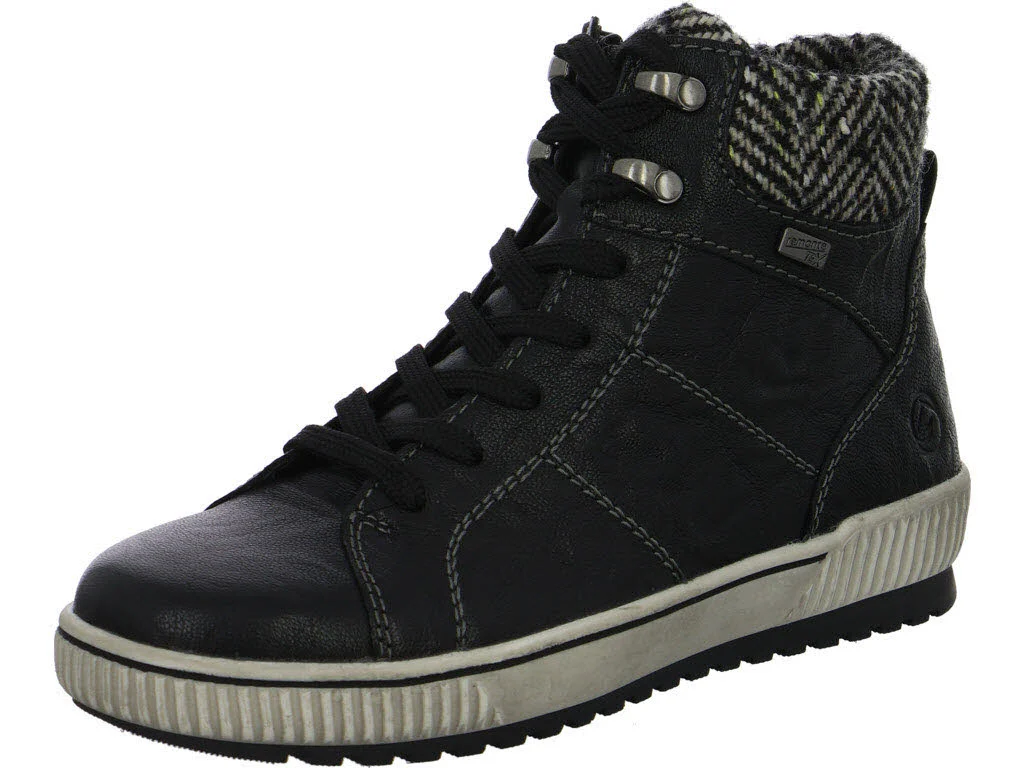 Remonte Damen Schnürstiefel warm D0784-03 D0784 schwarz/schwarz/schwarz-weiss G (weit)