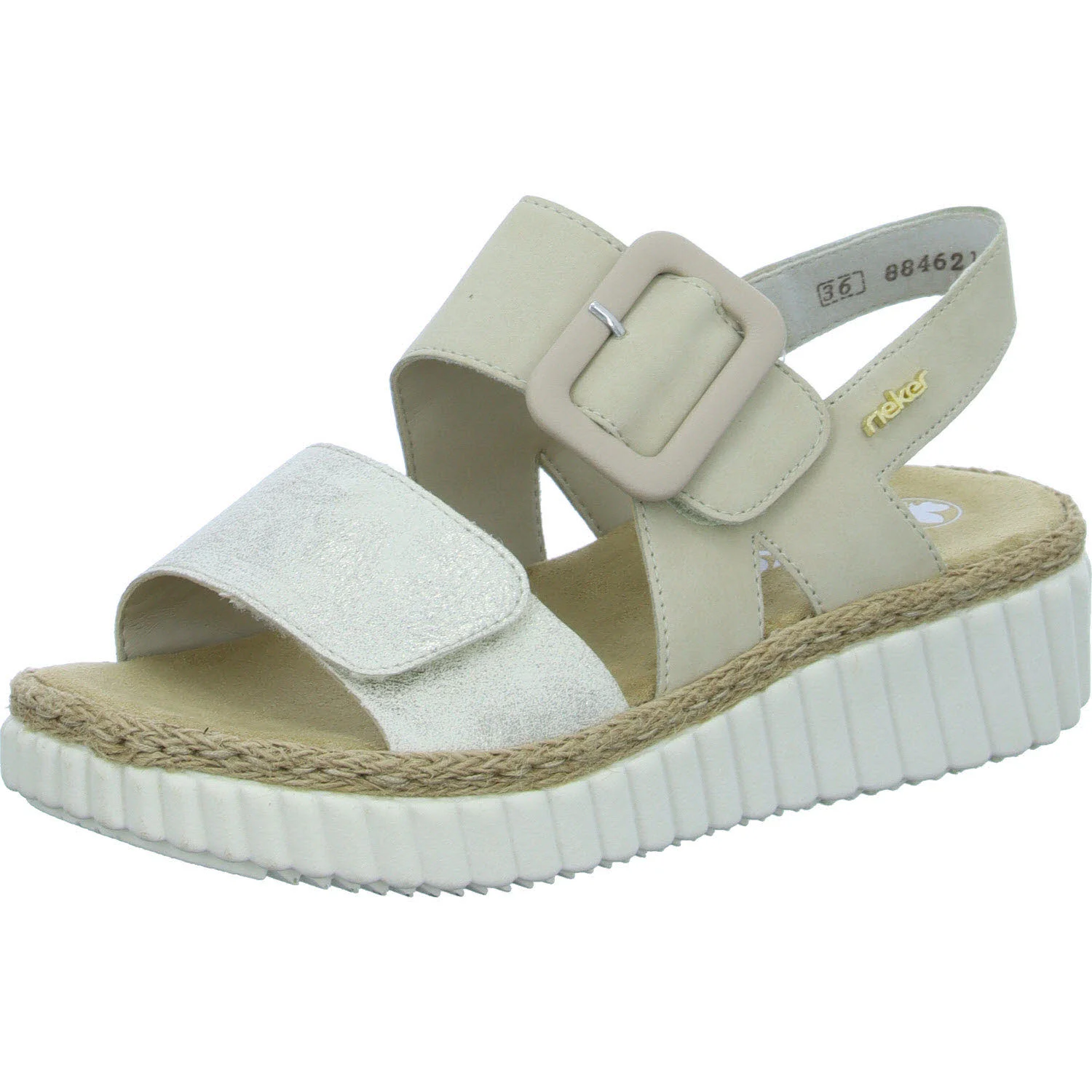 Rieker Damen Sandalen 69260-60 69260 beige-gold/perle H (extra weit)