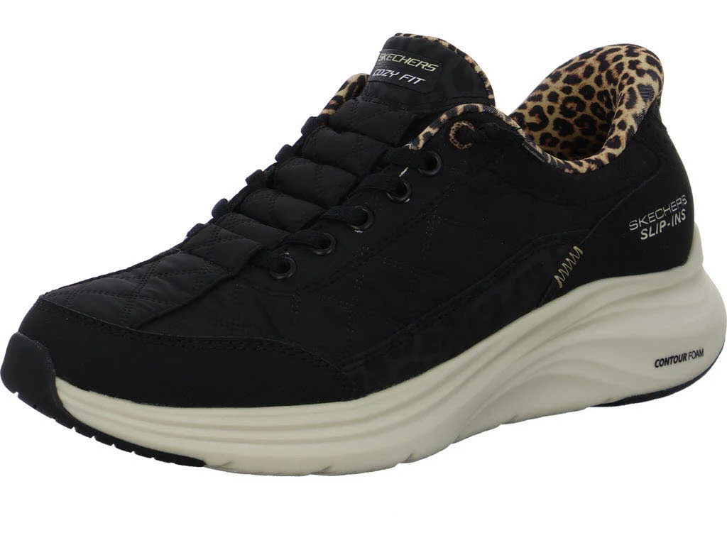 Skechers Damen Slipper 150419 BLK Contour Foam - Leopard Dream black normal