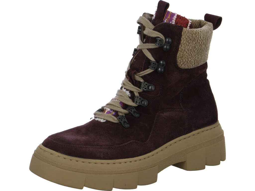 Waldläufer Damen Schnürstiefel warm 977806-601/020 H-Saiga bordo multi H (weit)