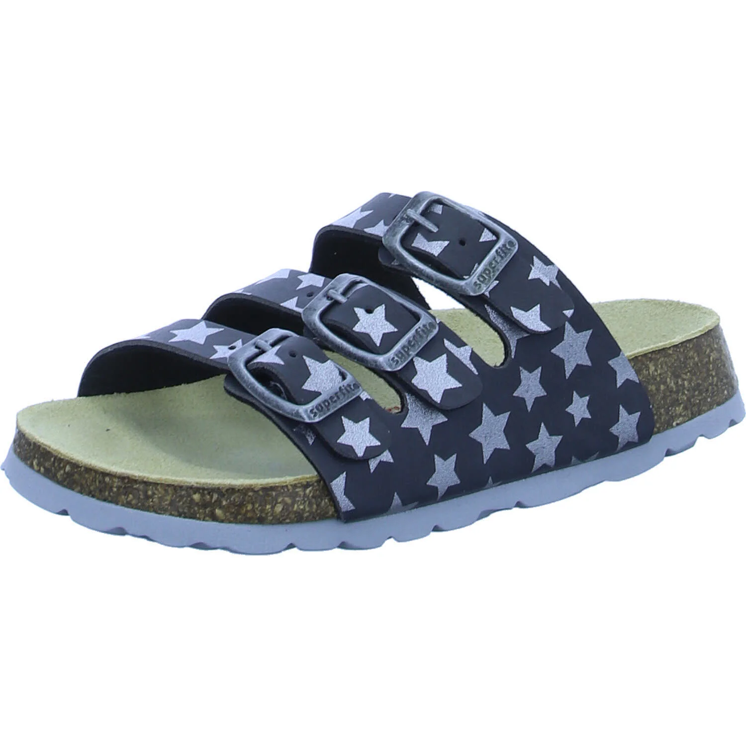 Superfit Kinder Pantoletten mit Fußbett 800113-2100 FUSSBETTPANTOFFEL GRAU KOMBI WMS mittel