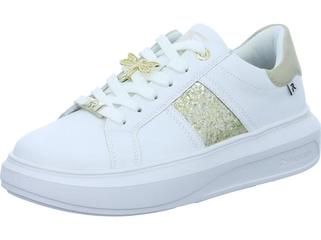 Element 1 von 8 (Bild) – Rieker Damen Schnürschuhe W1202-82 W1202 weiss/muschel/gold-silber F 1/2 (normal)