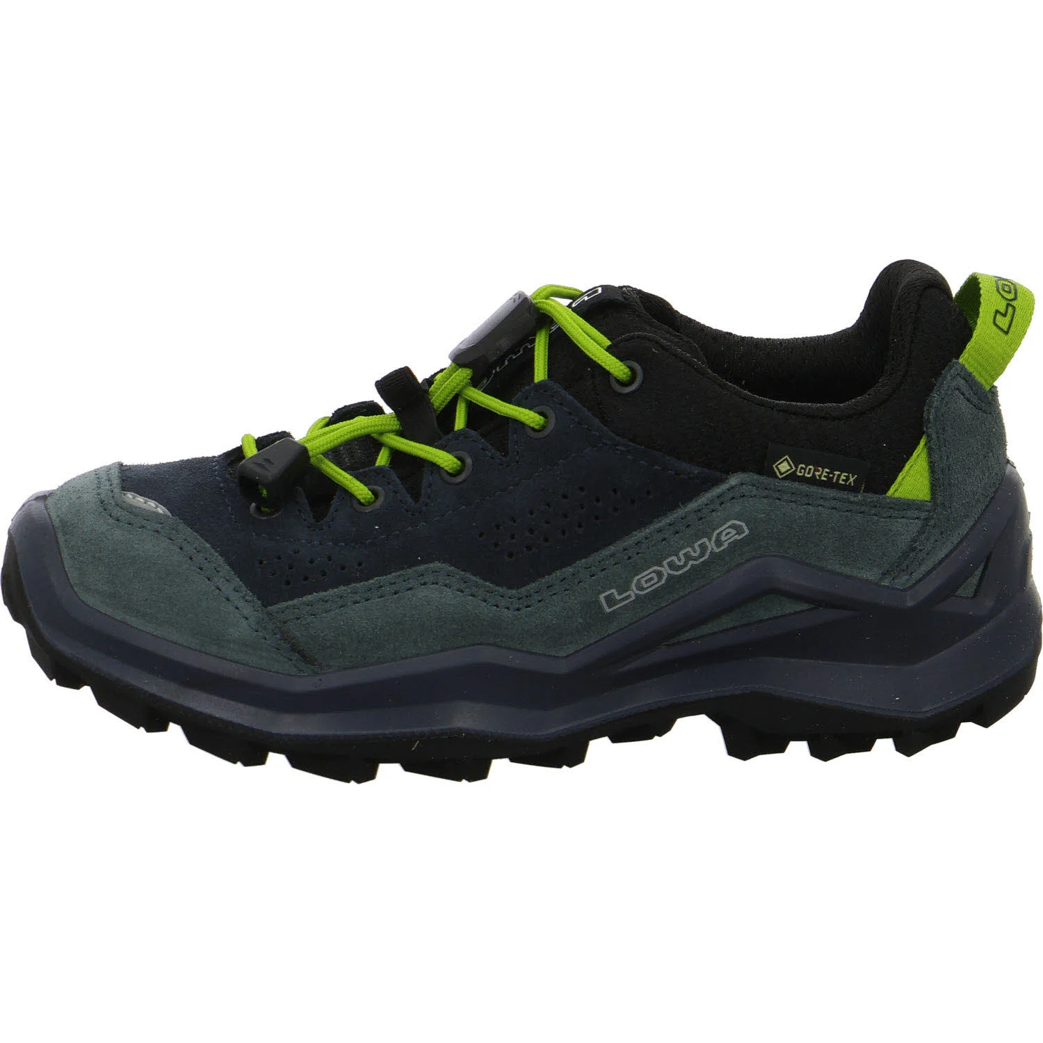Lowa Kinderschuh zum Schlupfen 641655/7502 Wandax GTX Lo Jr dunkelpetrol/limone normal