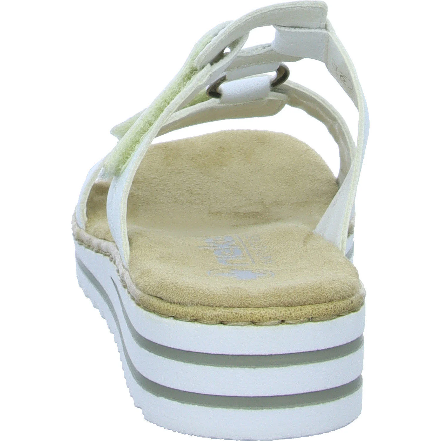 Rieker Damen Pantoletten V0636-80 V0636 weiss/argento/rosegold E 1/2 (schmal)