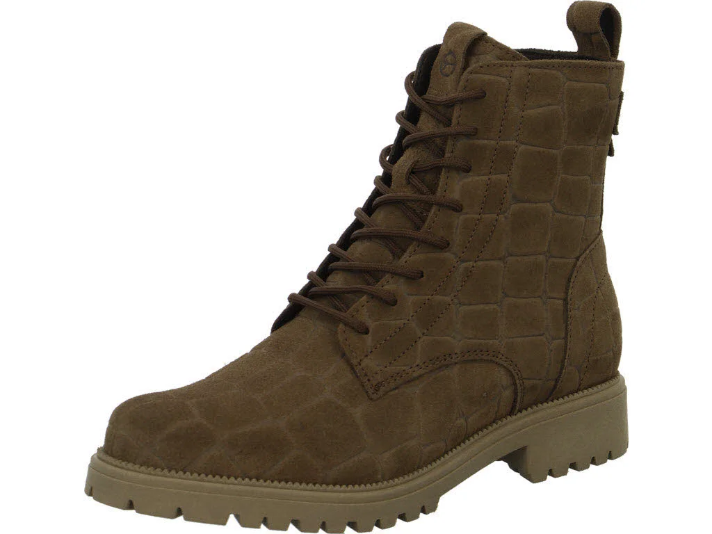 Tamaris Damen Schnürstiefel 1-25402-43-330 1-25402-43 taupe structure normal