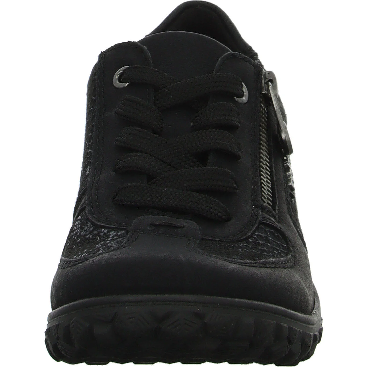 Rieker Damen Schnürschuhe 59501-00 59501 schwarz/schwarz-reptil H (extra weit)