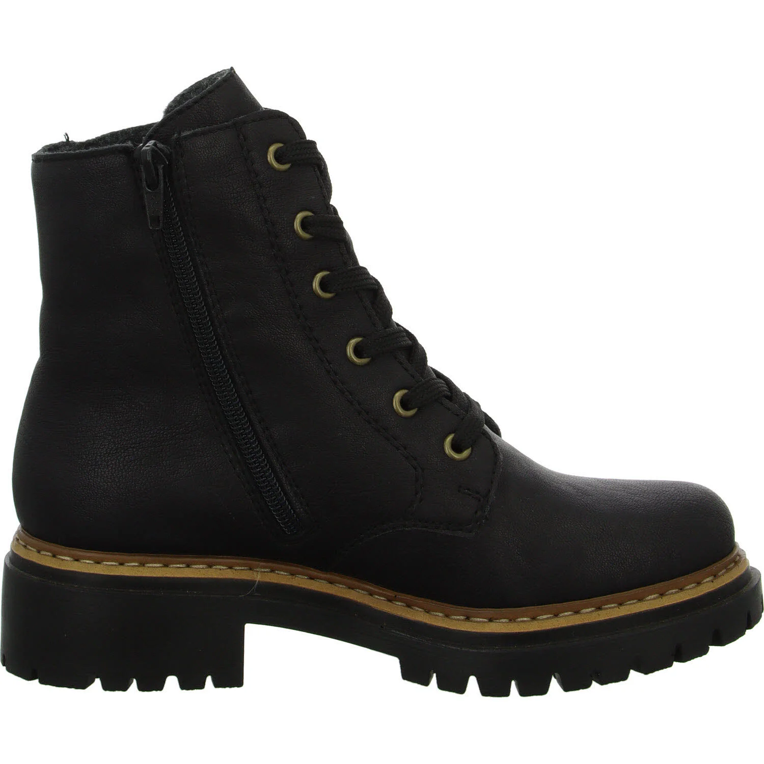 Rieker Damen Schnürstiefel 72617-00 72617 schwarz/leo-nuss F (normal)