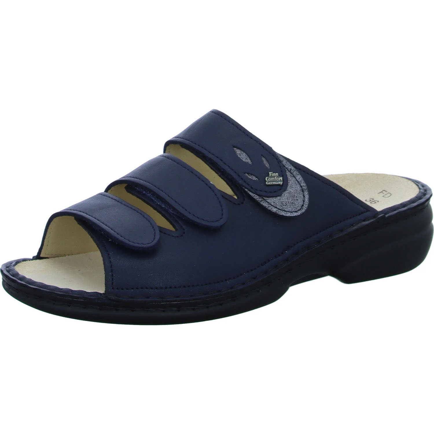 Element 2 von 8 (Bild) – Finn Comfort Damen Pantoletten 02554-902821 Kos navy/platin weit