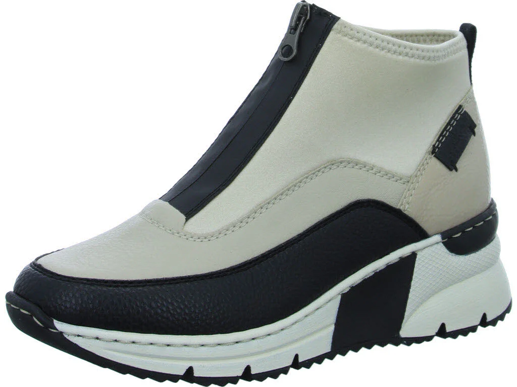 Rieker Damen Stiefeletten N6352-60 N6352 schwarz/crema/cliff/perlcreme G (weit)