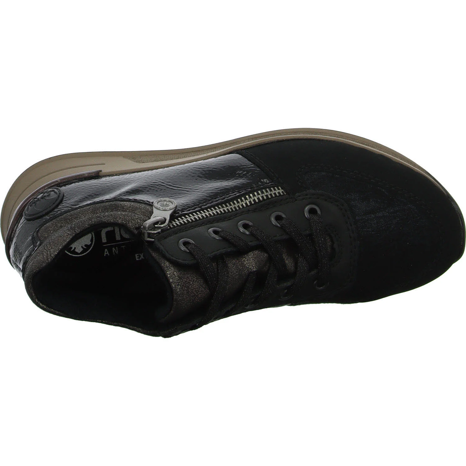 Rieker Damen Schnürschuhe N1407-00 N1407 schwarz/schwarz/schwarz H (extra weit)