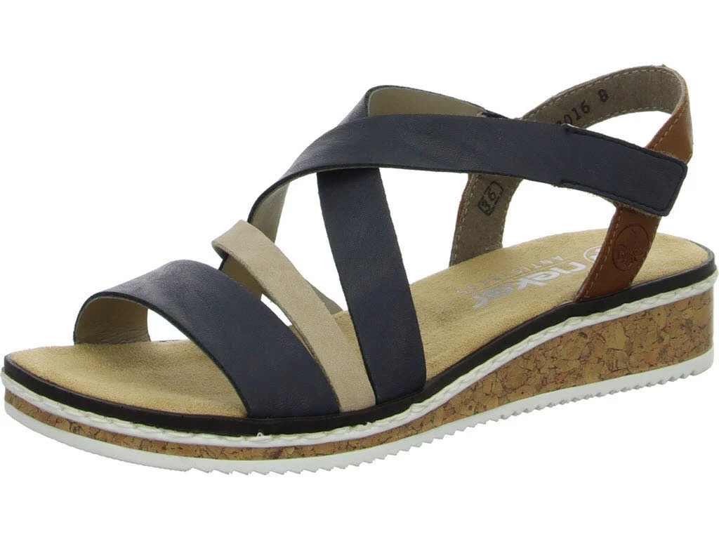 Rieker Damen Sandalen V3663-91 V3663 pazifik/nude/cayenne F (normal)